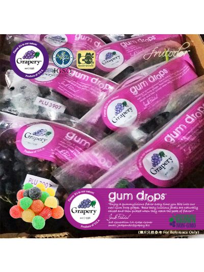 USA California Gum Drops® Seedless Red Grapes (Box)(8Packs/16lbs)
